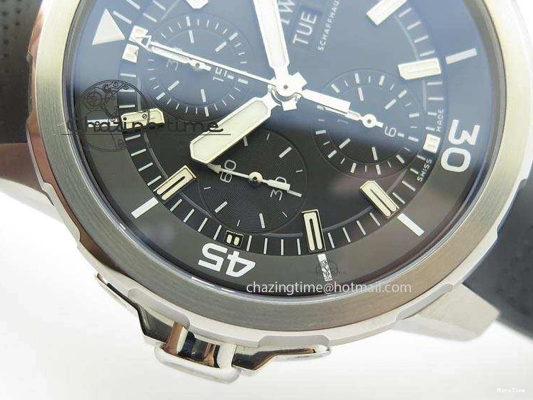 MIROTIME 0225 Aquatimer Chrono IW376803 V6F 1:1 Best Edition Black Dial On Rubber Strap A Stretchable 7280